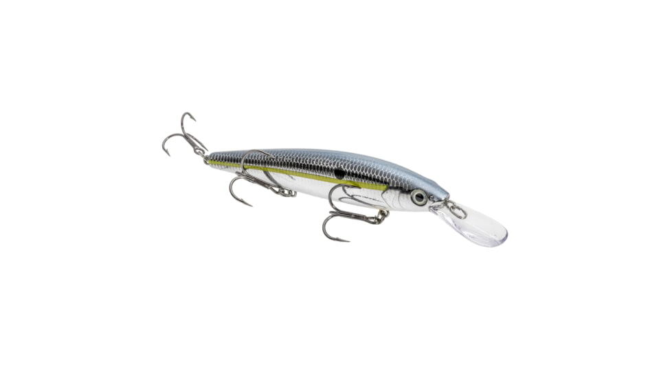 Strike King KVD Sinking Deep Jerkbait Fishing Lure, Weight Transfer System, 4 3/4in, 3/5oz, Slow Sinking, SZ 2 and 4 Mustad Triple Grip Treble Hooks, Chrome Sexy Shad, HCKVDJ300DS-514