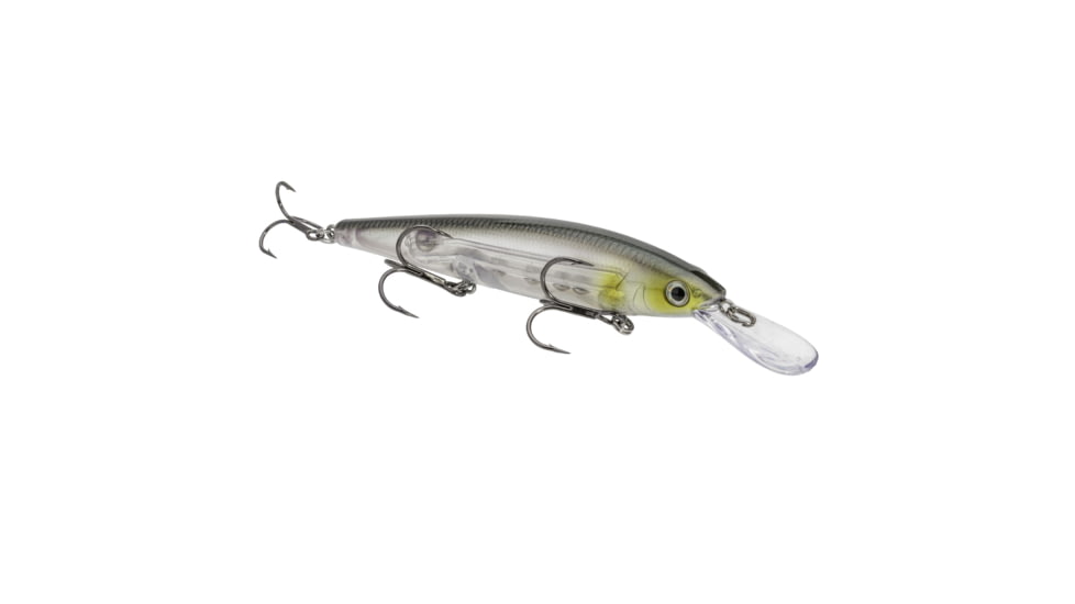Strike King KVD Sinking Deep Jerkbait Fishing Lure, Weight Transfer System, 4 3/4in, 3/5oz, Slow Sinking, SZ 2 and 4 Mustad Triple Grip Treble Hooks, Clear AYU, HCKVDJ300DS-669