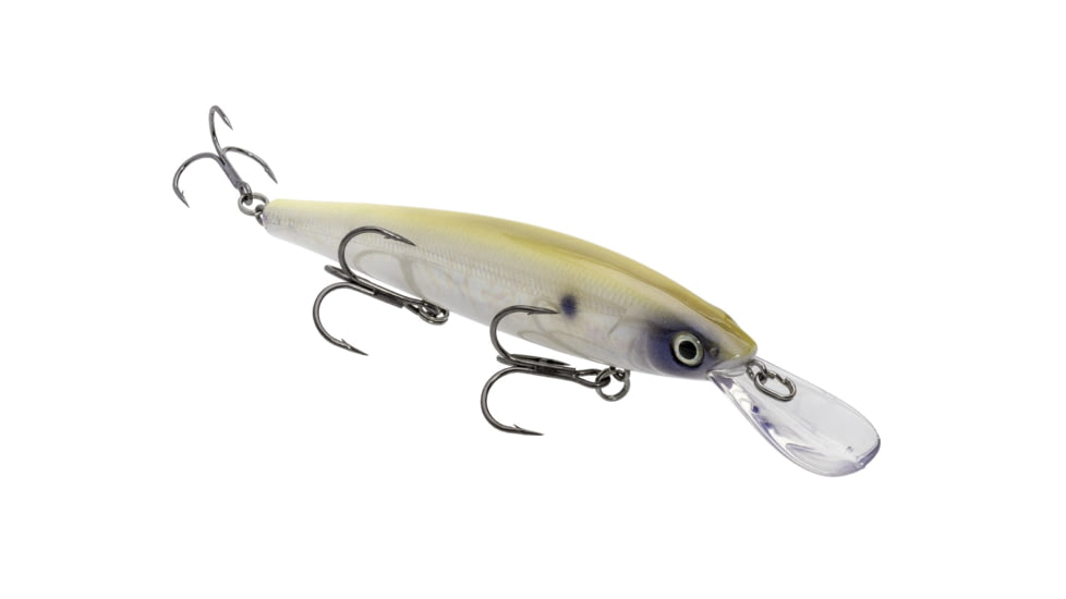 Strike King KVD Sinking Deep Jerkbait Fishing Lure, Weight Transfer System, 4 3/4in, 3/5oz, Slow Sinking, SZ 2 and 4 Mustad Triple Grip Treble Hooks, Pro Bone, HCKVDJ300DS-299