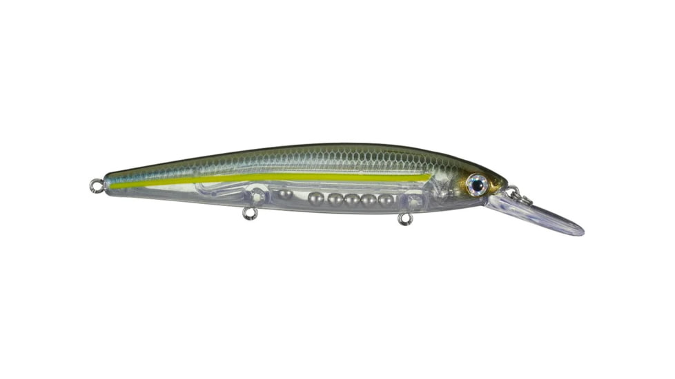 Strike King KVD Sinking Deep Jerkbait Fishing Lure, Weight Transfer System, 4 3/4in, 3/5oz, Slow Sinking, SZ 2 and 4 Mustad Triple Grip Treble Hooks, Sexy Ghost Minnow, HCKVDJ300DS-585