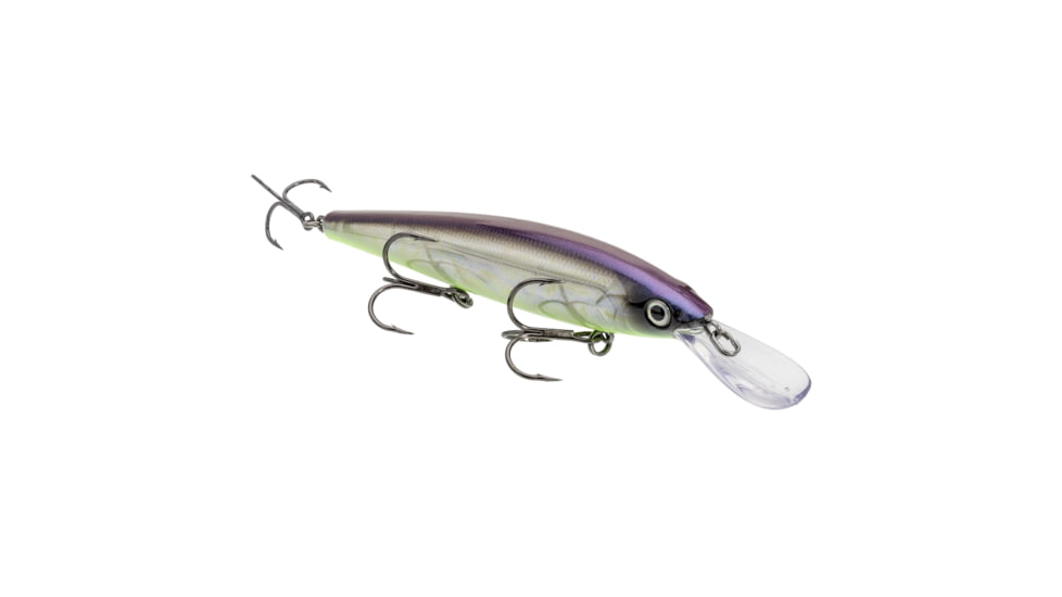 Strike King KVD Sinking Deep Jerkbait Fishing Lure, Weight Transfer System, 4 3/4in, 3/5oz, Slow Sinking, SZ 2 and 4 Mustad Triple Grip Treble Hooks, Strobe Shad, HCKVDJ300DS-683