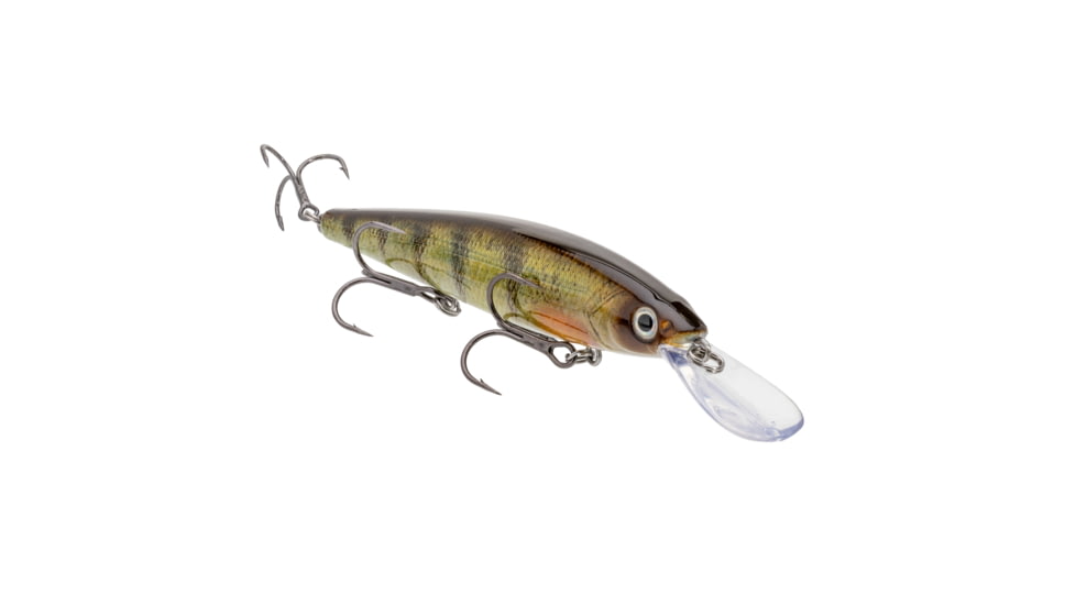 Strike King KVD Sinking Deep Jerkbait Fishing Lure, Weight Transfer System, 4 3/4in, 3/5oz, Slow Sinking, SZ 2 and 4 Mustad Triple Grip Treble Hooks, Yellow Perch, HCKVDJ300DS-680