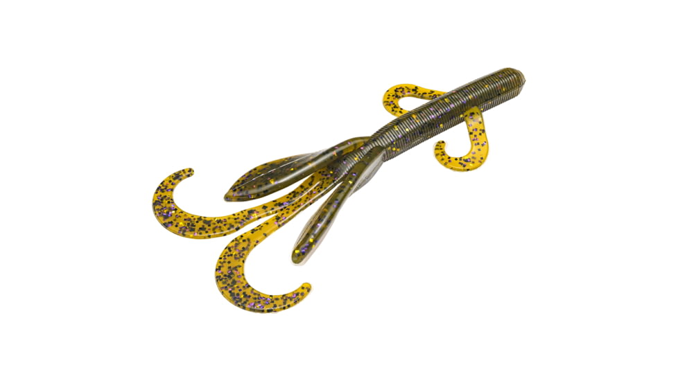 Strike King KVD Perfect Plastics Magnum Game Hawg, Soft Plastic Creature Fishing Lure, Green Pumpkin Purple and Gold, 5 1/4in, 6-Pack, GH5.25-13, GH5.25-13