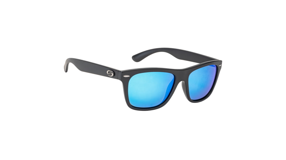 Strike King Plus Cash Sunglasses, Matte Black Frame, Multi Layer White Blue Mirror, Gray Base Lens, SG-SKP416