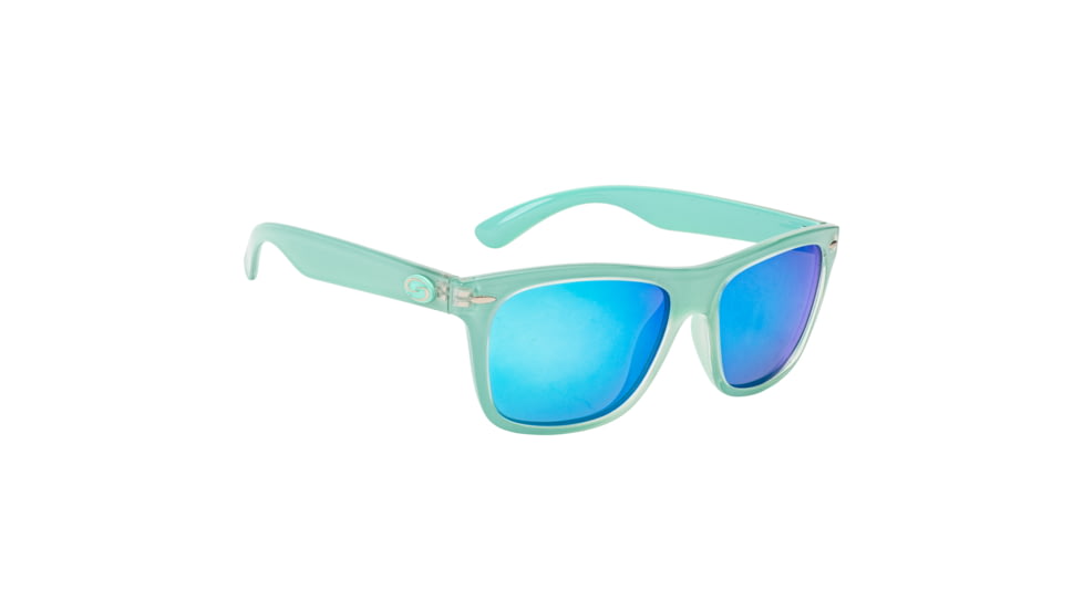 Strike King Plus Cash Sunglasses, Seafoam Crystal Frame, Multi Layer White Blue Mirror, Gray Base Lens, SG-SKP417