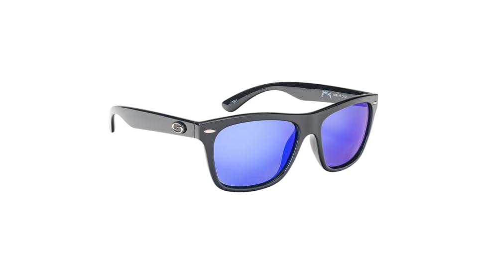 Strike King Plus Cash Sunglasses, Shiny Black Frame, Blue Revo Mirror, SG-SKP413