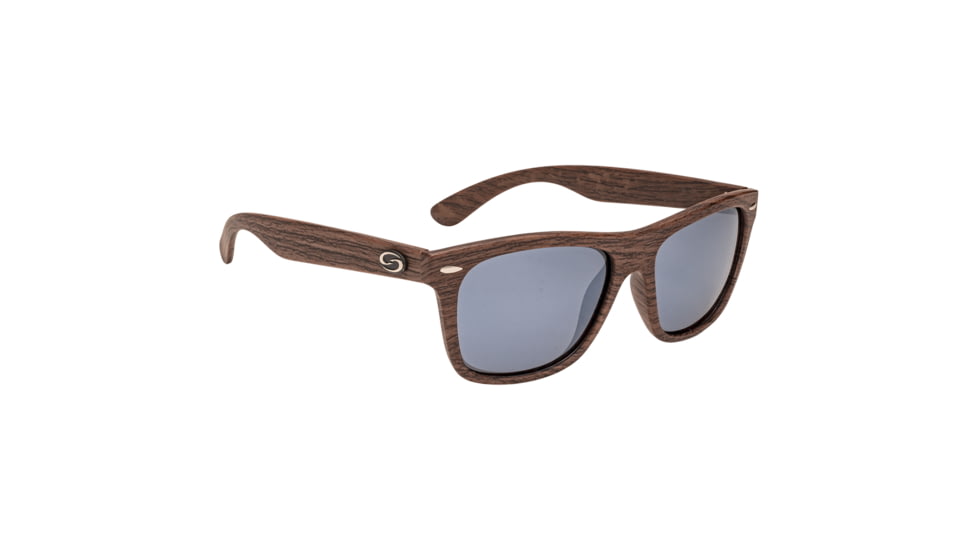 Strike King Plus Cash Sunglasses, Woodgrain Frame, Black Mirror, Gray Base Lens, SG-SKP418