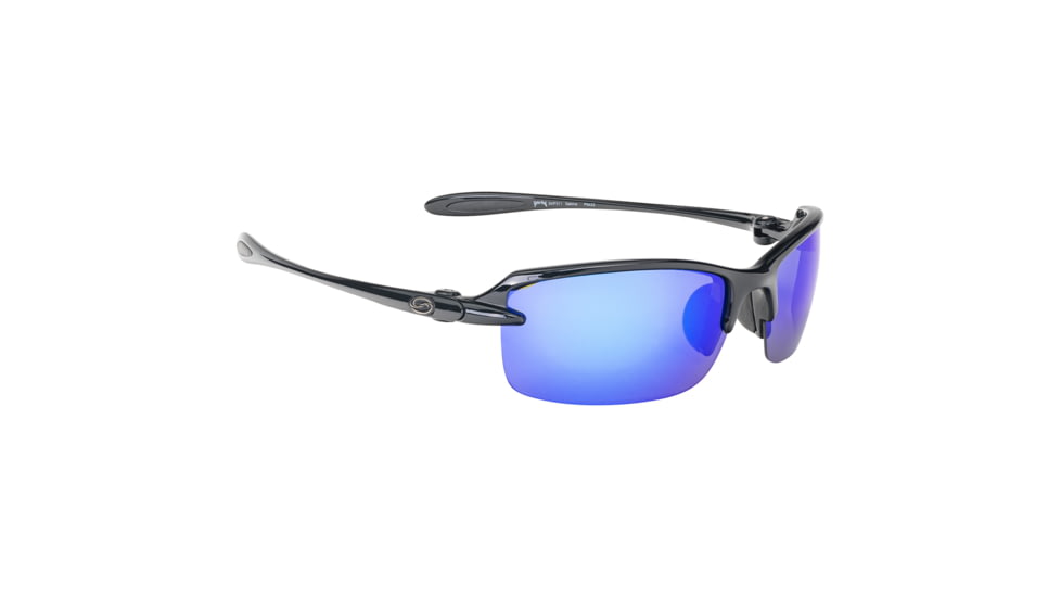 Strike King Plus Sabine Sunglasses, Shiny Black Frame, Multi Layer Blue Mirror, Gray Base Lens, SG-SKP311