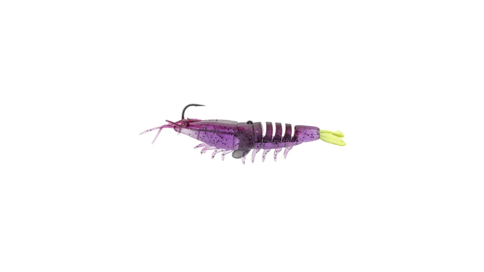 Strike King Pre-Rigged Tidal Shrimp 1/4oz, Purple Firetiger, 4.25in, PRSSW425-516