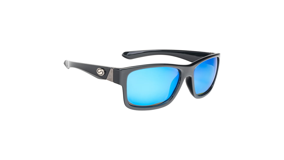 Strike King Pro Sunglasses, Shiny Black Frame, Multi Layer White Blue Mirror, Gray Base Lens, SG-P301