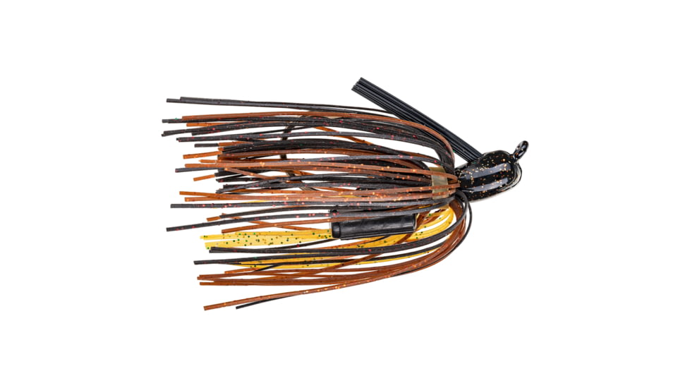 Strike King Pro-Model Jig Fishing Lure, Casting Jig, Black Brown Amber, 3/8oz, PMJ38-23, PMJ38-23