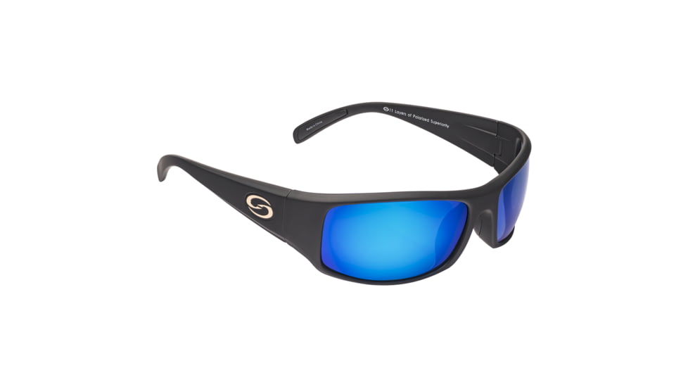 Strike King S11 Optics Okeechobee Sunglasses, Matte Black Frame, Multi Layer Blue Mirror, Gray Base Lens, SG-S11534