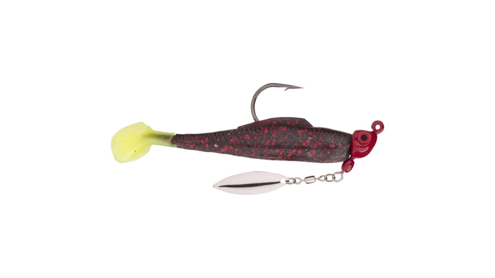 Strike King Speckled Trout Magic Fishing Lure, Prerigged Soft Plastic Saltwater Swimbait, Black Neon Chartreuse Tail/Red Head, 1/4oz, STM14-865, STM14-865