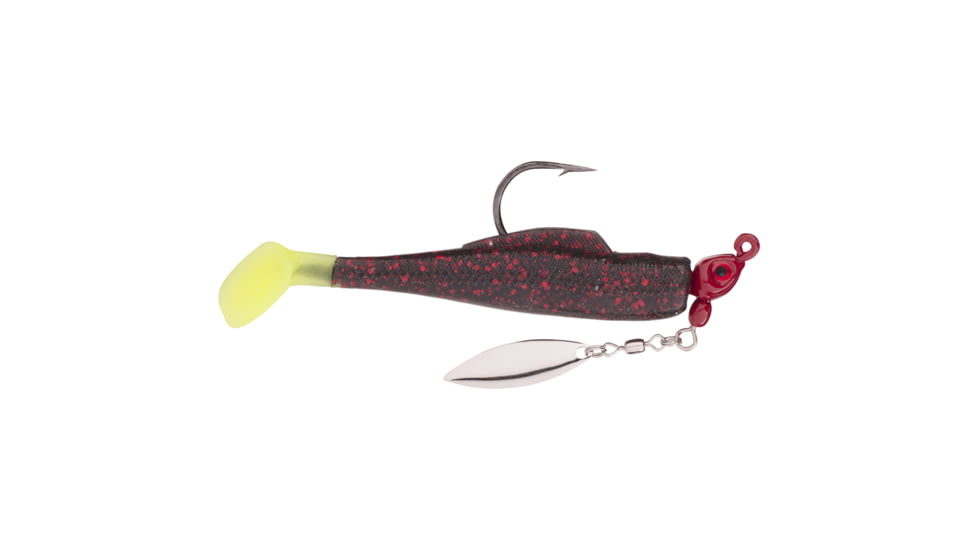 Strike King Speckled Trout Magic Fishing Lure, Prerigged Soft Plastic Saltwater Swimbait, Black Neon Chartreuse Tail/Red Head, 1/8oz, STM18-865, STM18-865