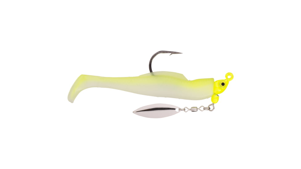 Strike King Speckled Trout Magic Fishing Lure, Prerigged Soft Plastic Saltwater Swimbait, Chartreuse Glow Chartreuse Head, 1/8oz, STM18-863, STM18-863