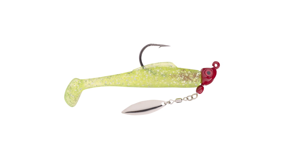 Strike King Speckled Trout Magic Fishing Lure, Prerigged Soft Plastic Saltwater Swimbait, Chartreuse Silver Red Head, 1/4oz, STM14-841, STM14-841