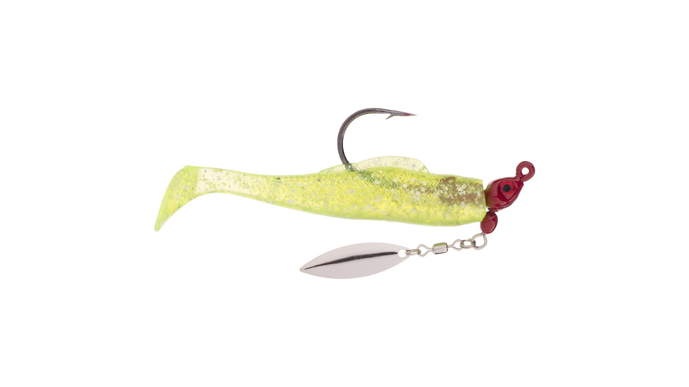 Strike King Speckled Trout Magic Fishing Lure, Prerigged Soft Plastic Saltwater Swimbait, Chartreuse Silver Red Head, 1/8oz, STM18-841, STM18-841