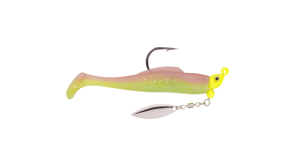Strike King Speckled Trout Magic Fishing Lure, Prerigged Soft Plastic Saltwater Swimbait, Electric Chicken Belly/Chartreuse Head, 1/8oz, STM18-860, STM18-860
