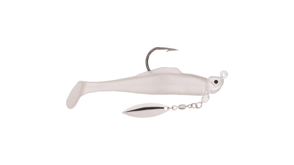 Strike King Speckled Trout Magic Fishing Lure, Prerigged Soft Plastic Saltwater Swimbait, Pearl, 1/4oz, STM14-844, STM14-844
