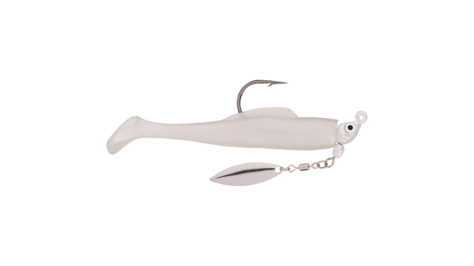 Strike King Speckled Trout Magic Fishing Lure, Prerigged Soft Plastic Saltwater Swimbait, Pearl, 1/8oz, STM18-844, STM18-844