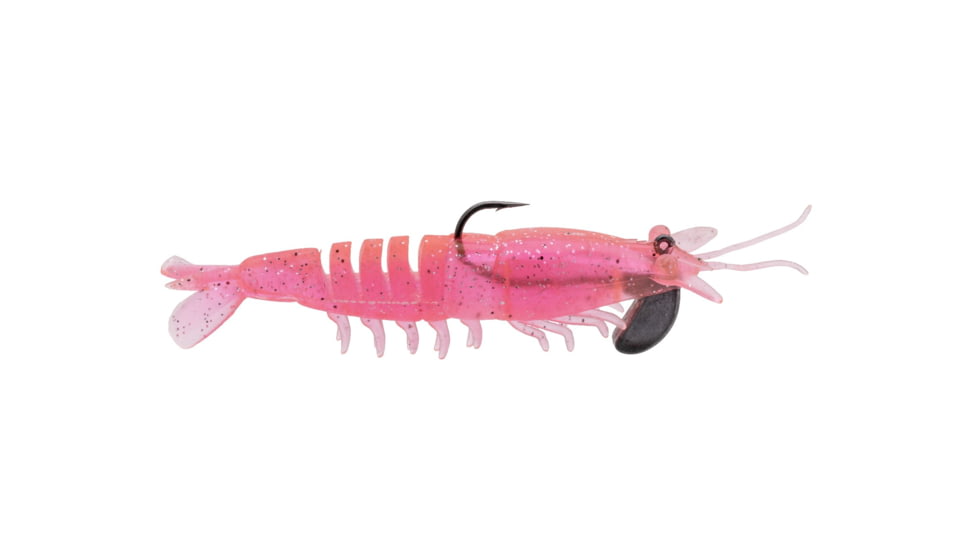 Strike King Tidal Shrimp Fishing Lure, Pre-rigged Soft Plastic Shrimp Bait, Durable Mesh Tail, 2/0 Single Hook, 3 1/2in, 1/4oz, Flamingo Swirl, PRSSW3-346