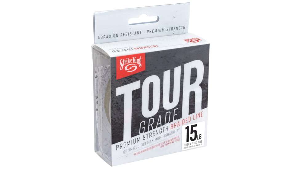 Strike King Tour Grade Braid Fishing Line, 15lb Test, 150-Yards, Green, TGB150-15G