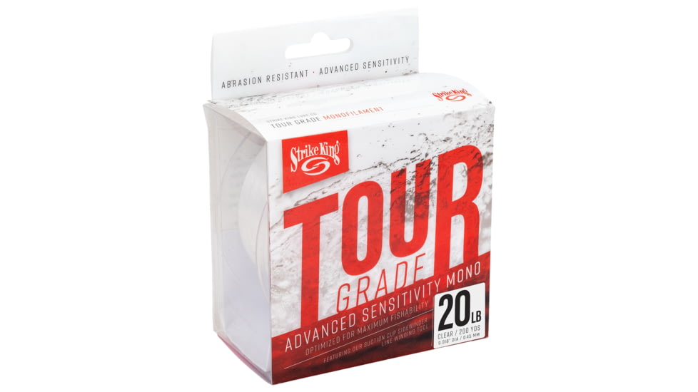 Strike King Tour Grade Monofilament Fishing Line, 20lb Test, 200-Yards, Clear, TGMF200-20C
