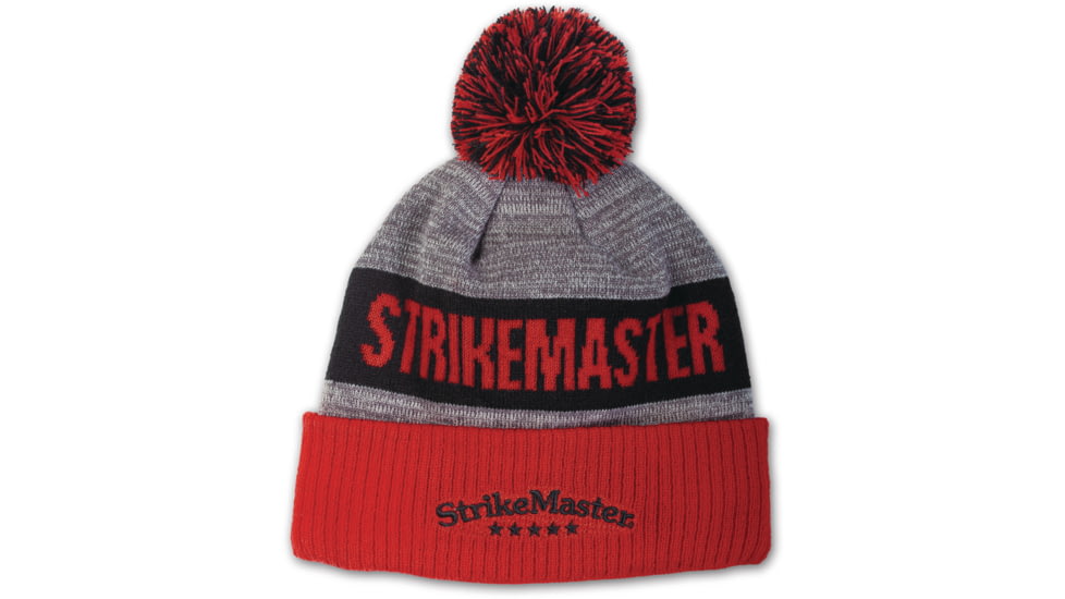 StrikeMaster Pom Beanie - Red Black, SMBEANIE5
