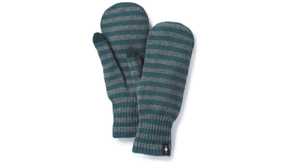 Smartwool Striped Knit Mitt-Unisex, Mediterranean Green H, Extra Small, SW0SC253A60-XS