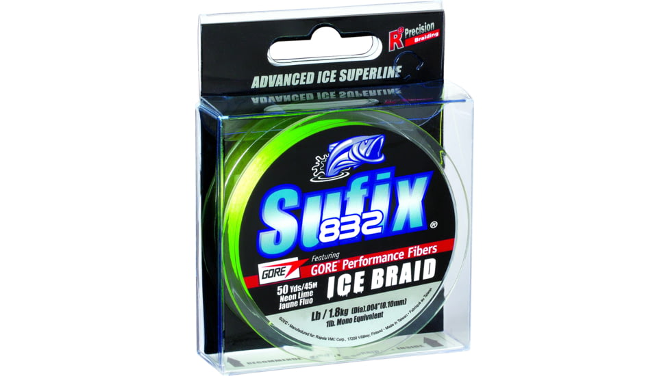 Sufix 832 Ice Braid Line 8Lb 50Yd Neon Lime, 671-008L