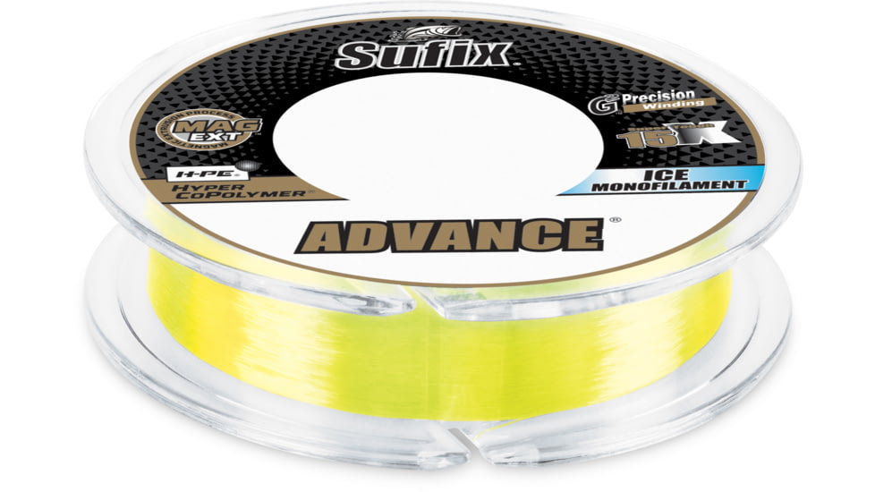 Sufix Advance Ice Monofilament, 6 lb, 100 yd, Neon Lime, 606-006L