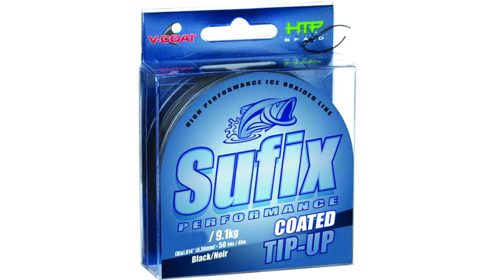 Sufix Coated Tip-Up Ice Braid Line 15lb V-Coat Black 50Yds, 609-115BLK