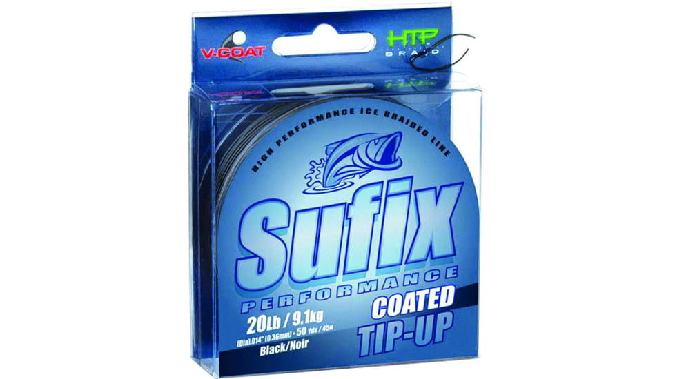 Sufix Coated Tip-Up Ice Braid Line 20lb V-Coat Black 50Yds, 609-120BLK