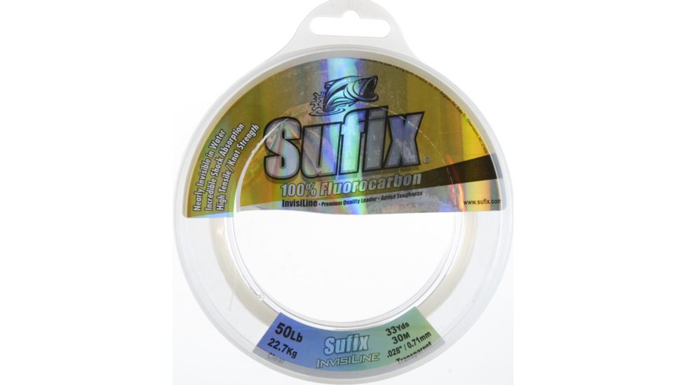 Sufix Fluorocarbon Invisiline Leader 33yd Spool - 50 lb. Test/ Clear 034279