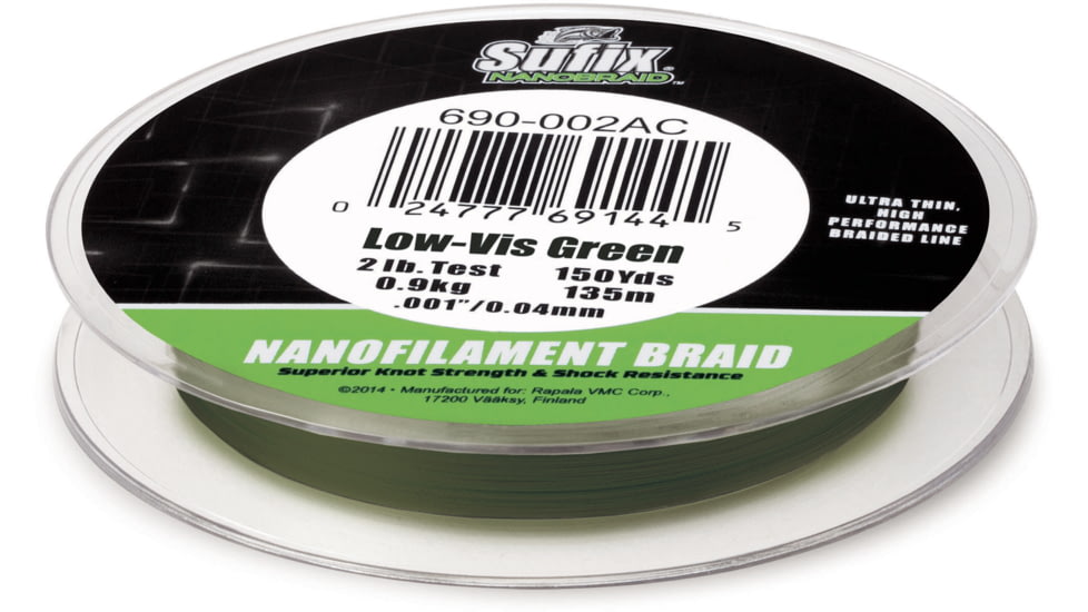 Sufix NanoBraid 14lb Line, Low-Vis Green, 150 Yds, 690-014G