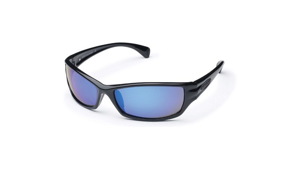Suncloud Hook Sunglasses, Black Frame, Blue Mirror Polarized Polycarbonate Lens S-HKPPUMBK