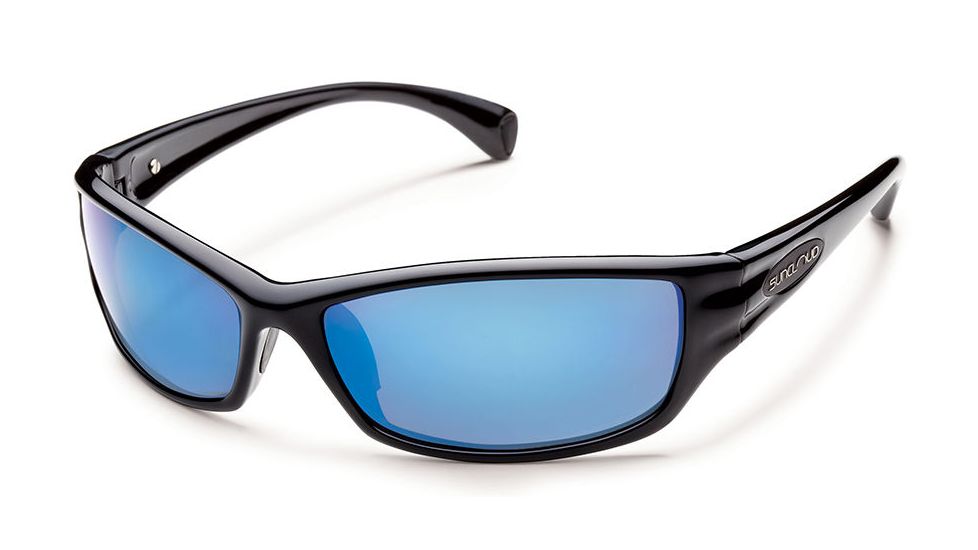Suncloud Hook Sunglasses Black Frame Blue Mirror Polarized Polycarbonate Lens S-HKPPUMBK