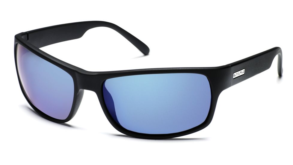 SunCloud Legend Sunglasses with Matte Black Frames, Blue Mirror Lenses