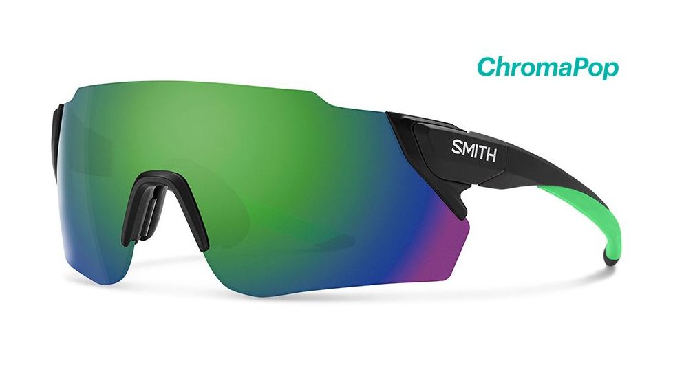 Smith Optics Attack Max Sunglasses, Matte Black Reactor, ChromaPop Sun Green Mirror, 390344