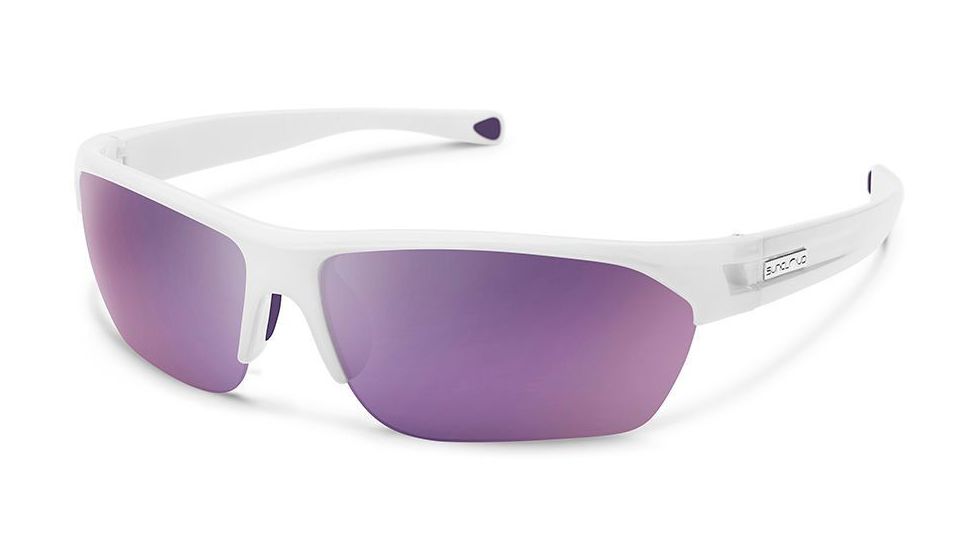 Suncloud Polarized Optics Detour Polycarbonate Sunglasses, White/Purple Mirror, S-DTPPPRMWT