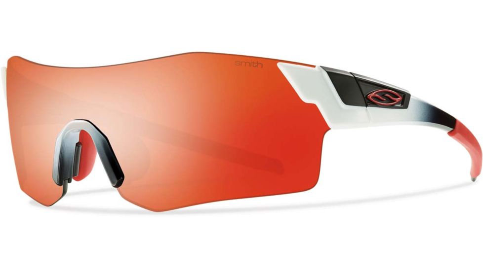 Suncloud Polarized Optics Pivlock Arena Max Sunglasses White Red Fade/Red Sol-X/Ignitor/Clear Carbonic TLT Lenses ANMPCDMWRF