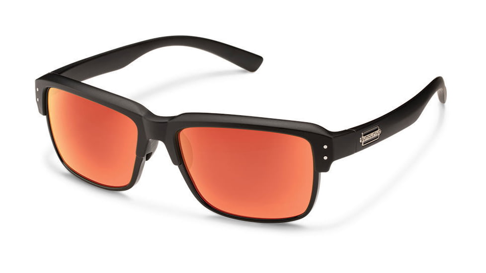 Suncloud Polarized Optics Port o Call Polycarbonate Lens Sunglasses, Matte Black/Polarized Red Mirror, S-POPPRMMB