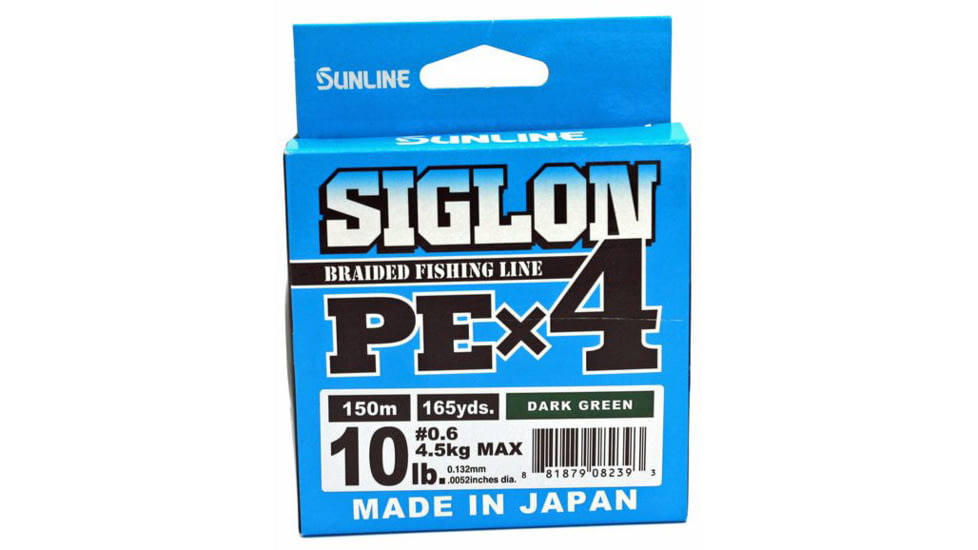 Sunline Siglon PEx4 4-Strand Braided Line 10lb 165yd Dark Green Tight Weave Low Diameter, 63052448