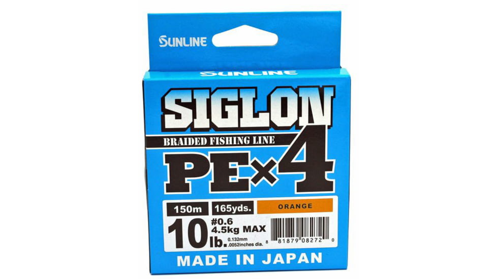 Sunline Siglon PEx4 4-Strand Braided Line 10lb 165yd Orange Tight Weave Low Diameter, 63052488