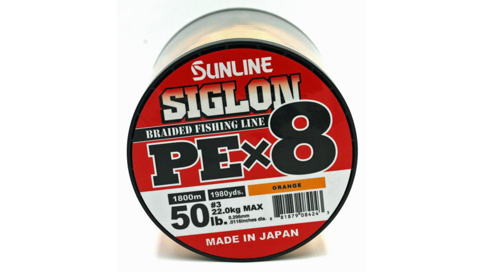 Sunline Siglon PEx8 8-Strand Braided Line 50lb 1968yd Orange Tight Weave Low Diameter, 63053862