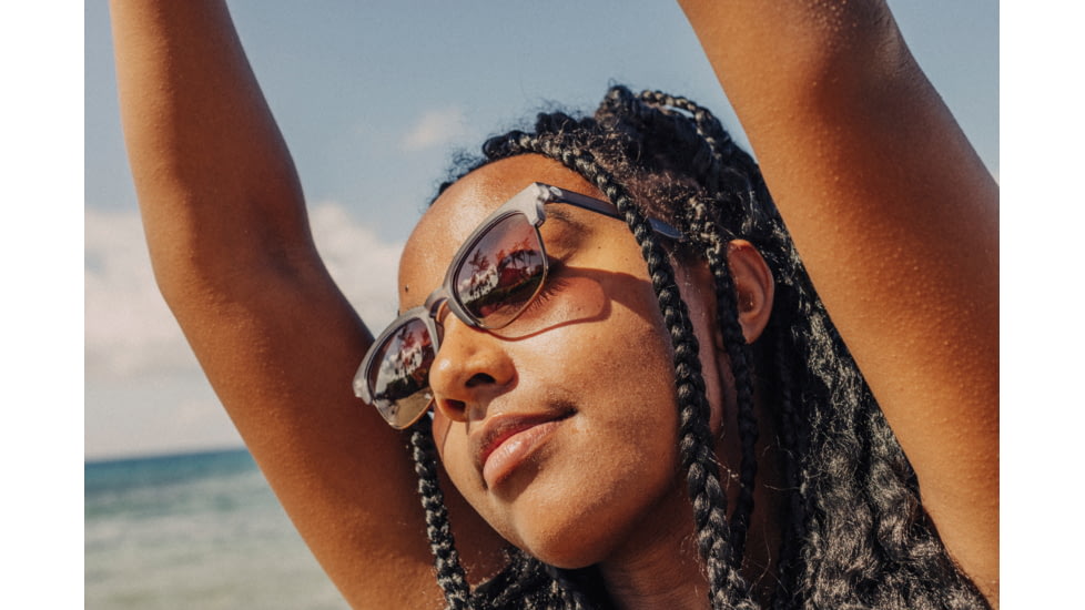 Sunski Cambria Sunglasses, Navy Frame, Amber Lens, SUN-CB-NAM