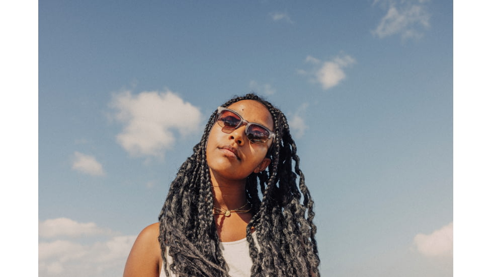 Sunski Cambria Sunglasses, Navy Frame, Amber Lens, SUN-CB-NAM