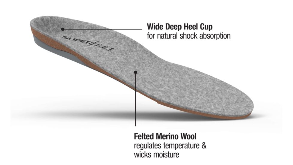 Superfeet Merino Grey Premium Insoles-Merino Grey-C (M 5.5-7)
