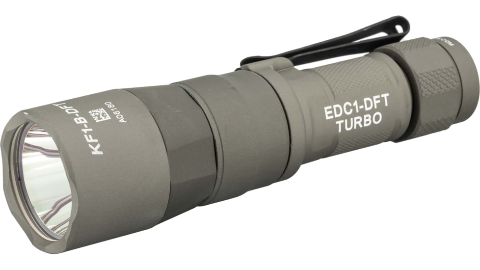 SureFire TURBO Series 18350/123 Everyday Carry Flashlight Dual-Output High-Candela LED Flashlight, Hard Anodized, Tan, EDC1-DFT-TN