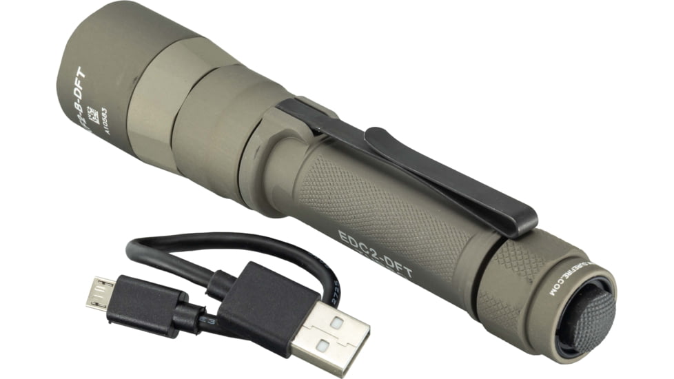 SureFire TURBO Series 18650/123 Everyday Carry Flashlight Dual-Output High-Candela LED Flashlight, Hard Anodized, Tan, EDC2-DFT-TN